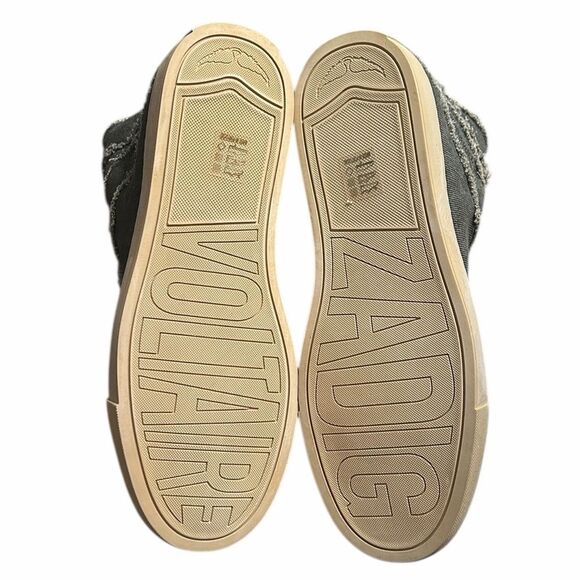 Zadig & Voltaire Sneakers for Women | The RealReal Zadig & Voltaire Grey Hightop Distressed Cotton Canvas Sneakers(Size 40/10)